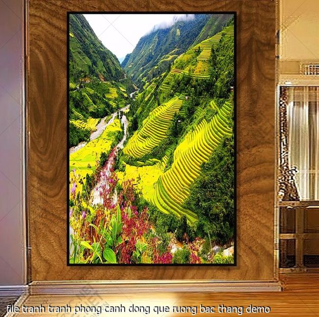 file tranh tranh phong canh dong que ruong bac thang